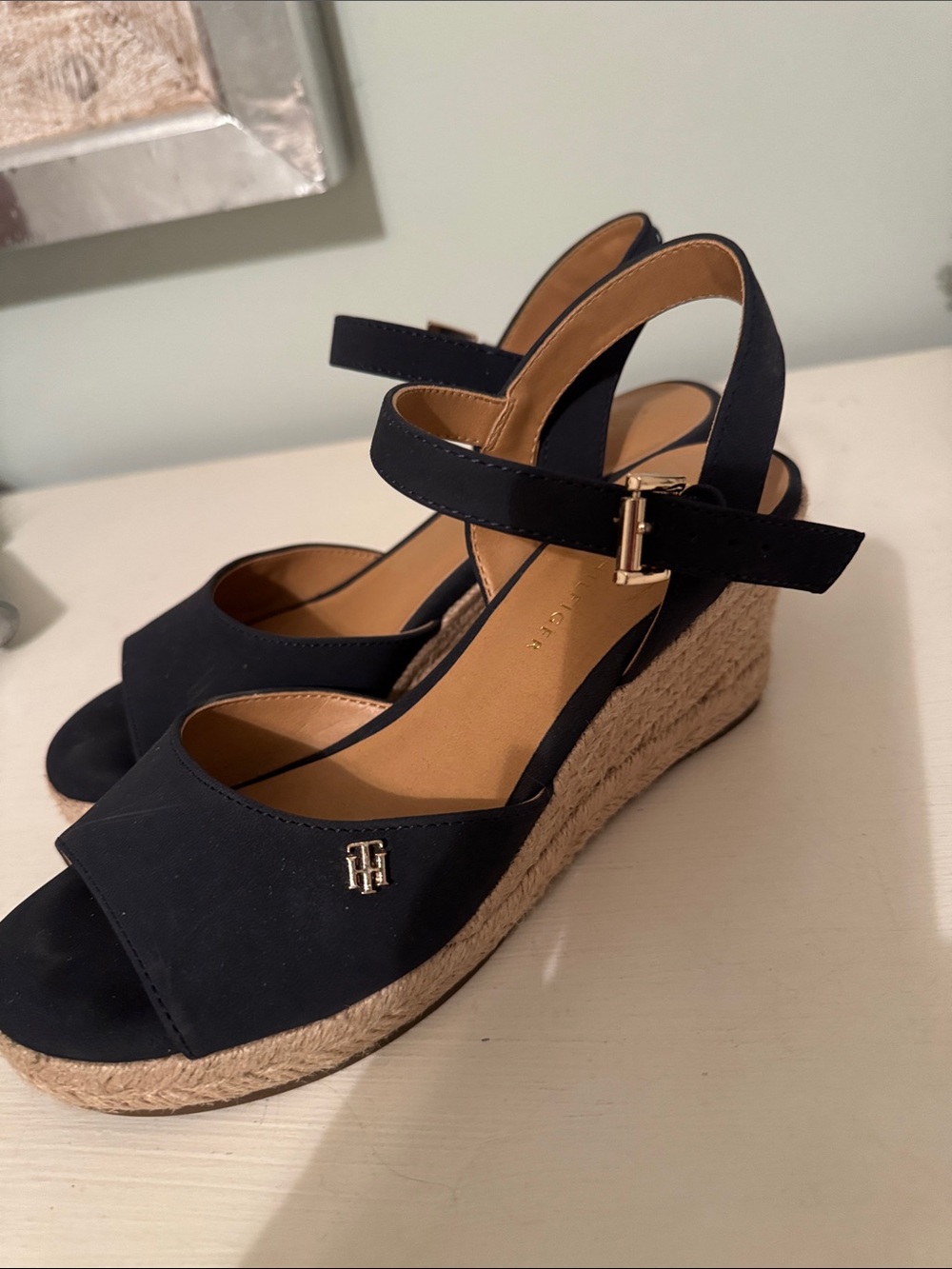 Tommy Hilfiger Navy Espadrille Wedge Sandals